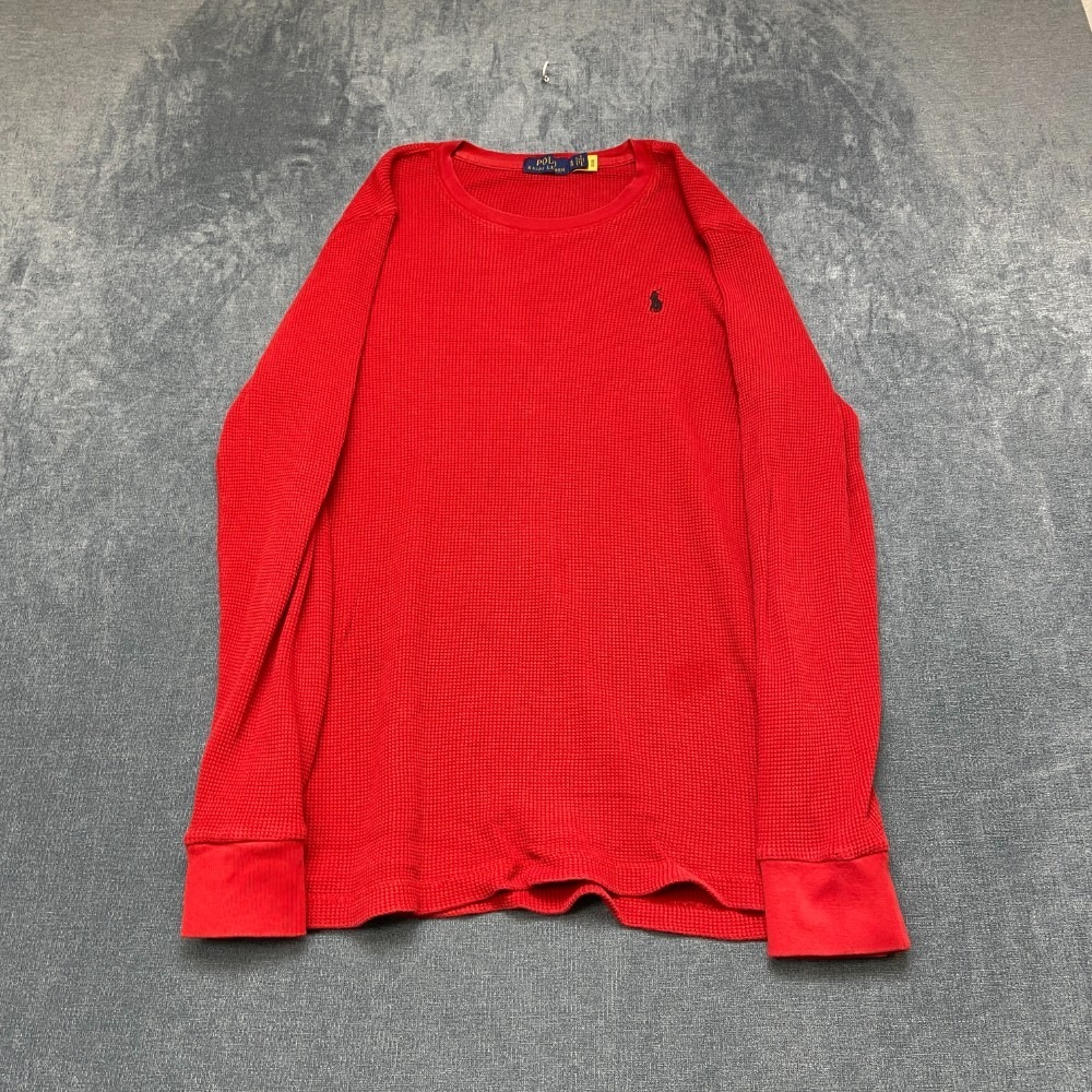 Polo Ralph Lauren Thermal Shirt Mens XL Red Waffle Knit Crew Neck Long Sleeve